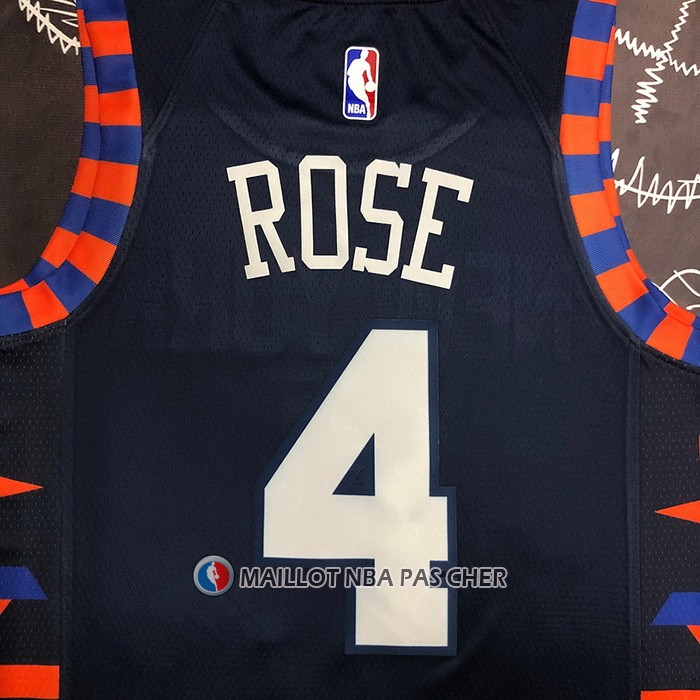 Maillot New York Knicks Derrick Rose NO 4 Ville Edition 2019-20 Bleu